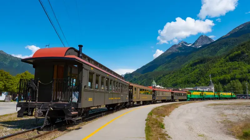 Skagway Alaska Train Railway Station Yukon Ride Landscape Alaska White Pass Yukon Railway Train Railway Train