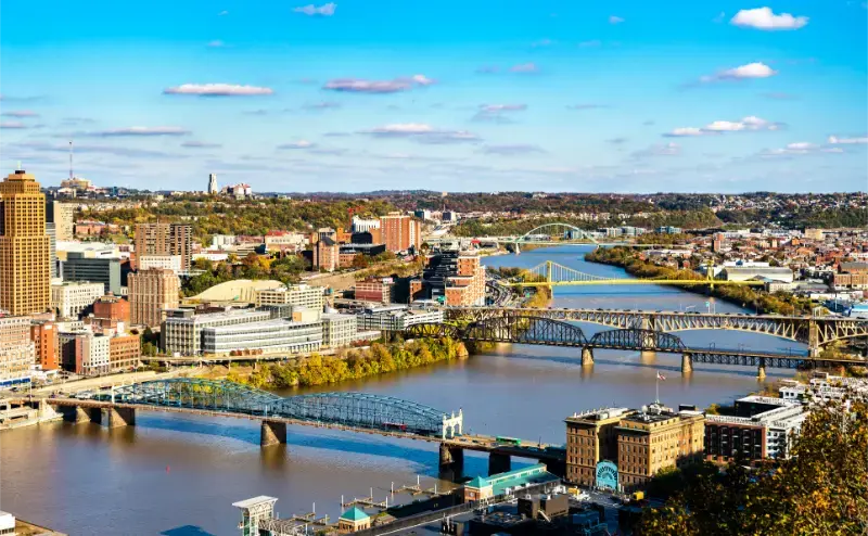 Smithfield Street Panhandle Liberty South Tenth Street Birmingham Bridges Across Monongahela River Pittsburgh