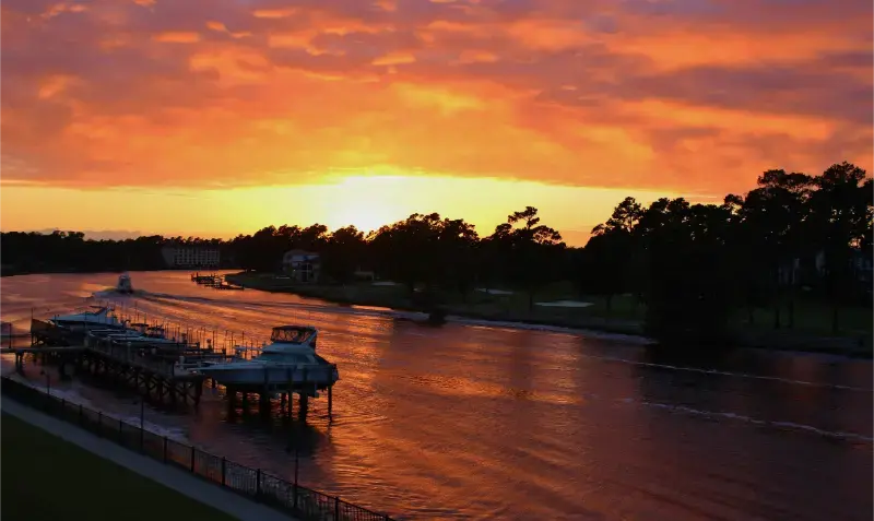 Sunset Spectacular Canal Intracostiero Intracoastal Waterway Myrtle Beach South Carolina Usa