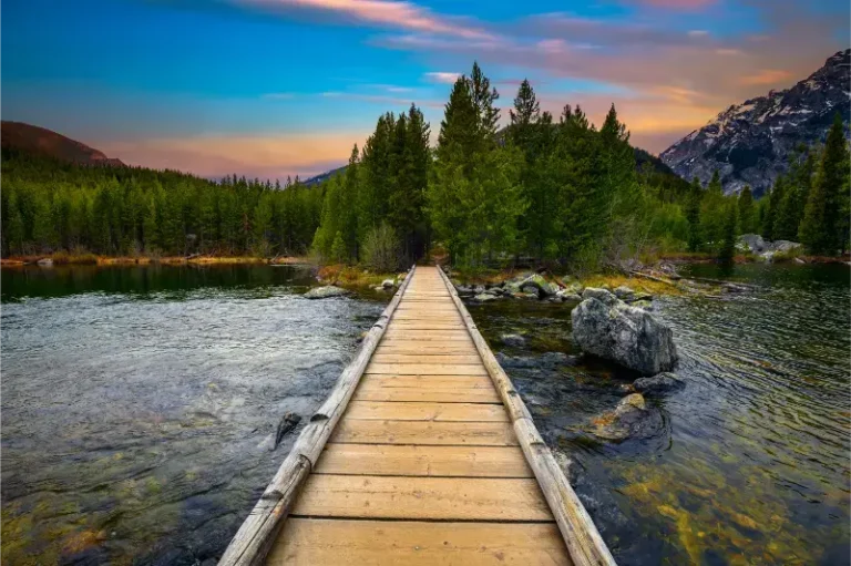Sunset Taggart Lake Grand Teton Mountains Wyoming