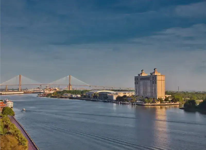 Georgia Savannah River And Bridge