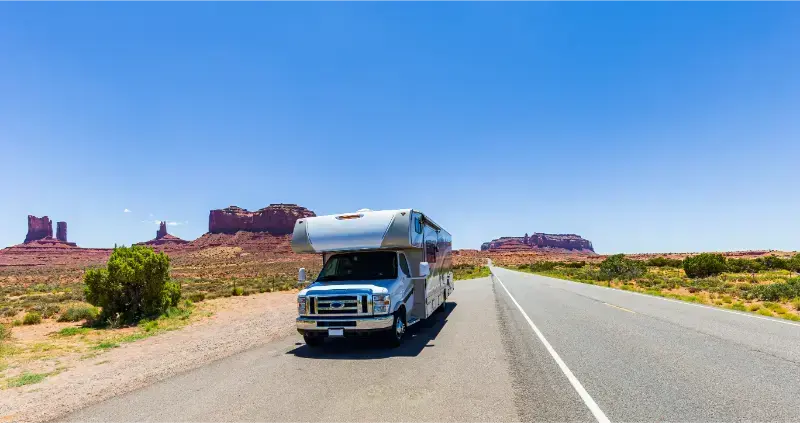 Utah Monument Valley Street With Camper