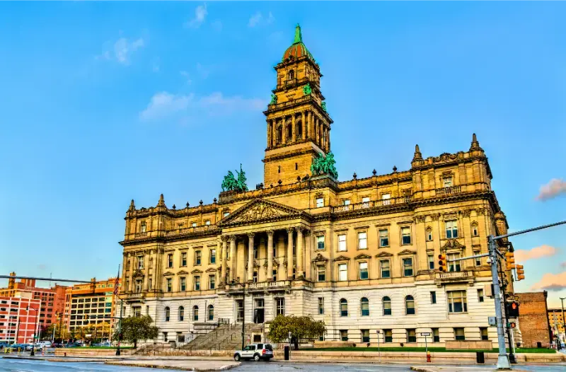 Wayne County Courthouse Monumental Government Structure Downtown Detroit USA 2